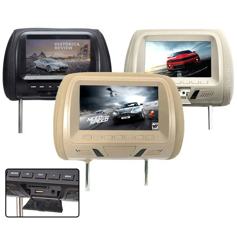 7 אינץ DC12V רכב LCD תצוגה דיגיטלית HD משענת ראש צג אחורי מושב בידור עם שלט רחוק