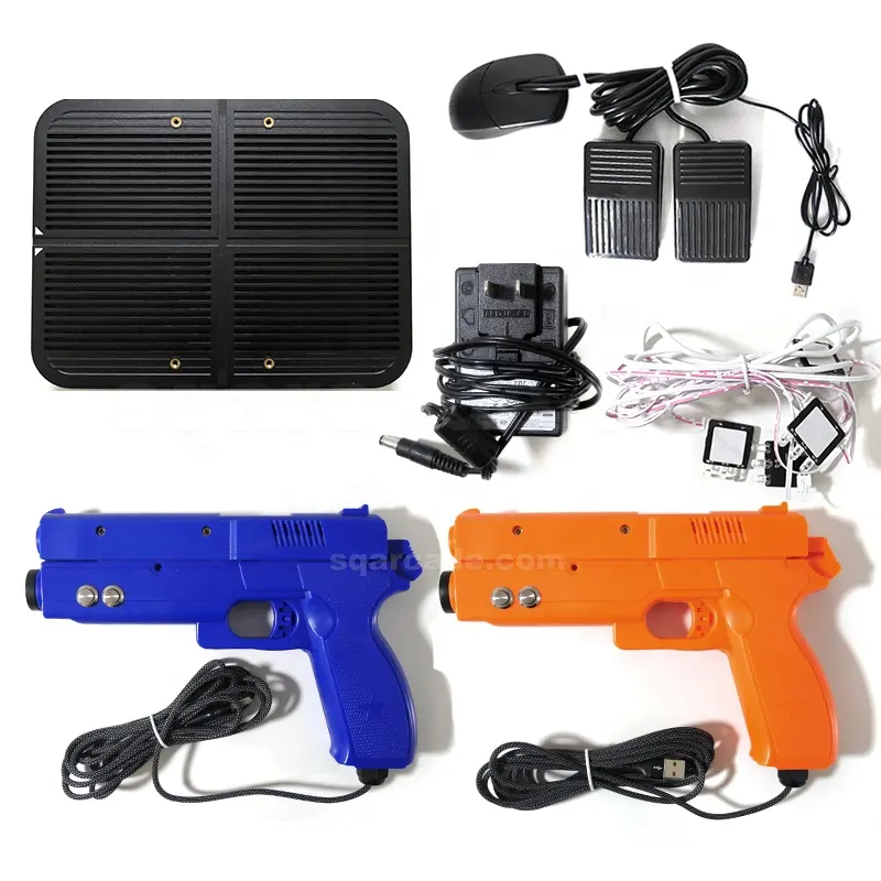 Con Host di alimentazione due pistole Wire IO Card Simulator Machine shooting Game Case pezzi di ricambio Arcade Gun WK Light Gun PC Kit