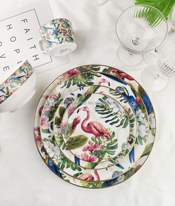 最畅销的骨瓷餐具套装可定制新设计图案酒店餐厅陶瓷盘碗 - Product Image 1