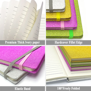 Paquete de 4 cuadernos A5 con purpurina a granel | 8,3 "x 5,7" 160 páginas regidas por la Universidad | Diarios de tapa dura Sparkle para mujeres y adolescentes