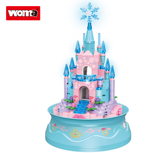 WOMA玩具零售积木组装游戏儿童冰雪城堡旋转音乐盒小砖 - Product Image 5