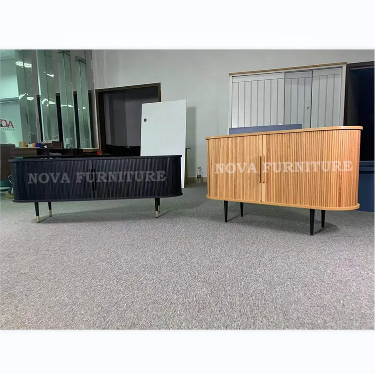 NOVA — meuble de salon, unité multimédia, Table TV, support TV, avec porte coulissante, Tambour, porte