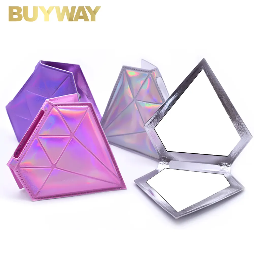Laser Shiny Doppelseite 2x Vergrößern Schönheit Luxus Diamant Kompakte Hand Tragbare Kosmetik Mini Tasche Reise Vintage Spiegel
