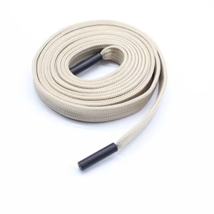 Cordones planos de poliéster de diseño de fábrica con logotipo Sudadera con capucha con cordón personalizada con puntas de silicona, extremo de puntas de plástico