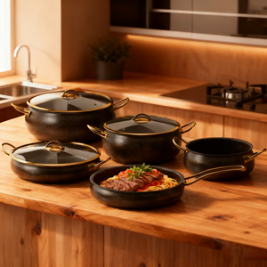 Bán buôn 12-mảnh thép không gỉ <span class=keywords><strong>Cookware</strong></span> Set với kính có nắp đậy không độc hại đồ dùng nhà bếp cảm ứng nấu ăn chậu chảo - Product Image 5