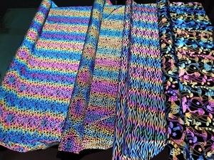 7色斑马纹图案彩虹荧光发光安全反光氨纶弹力涤纶针织服装面料 - Product Image 2