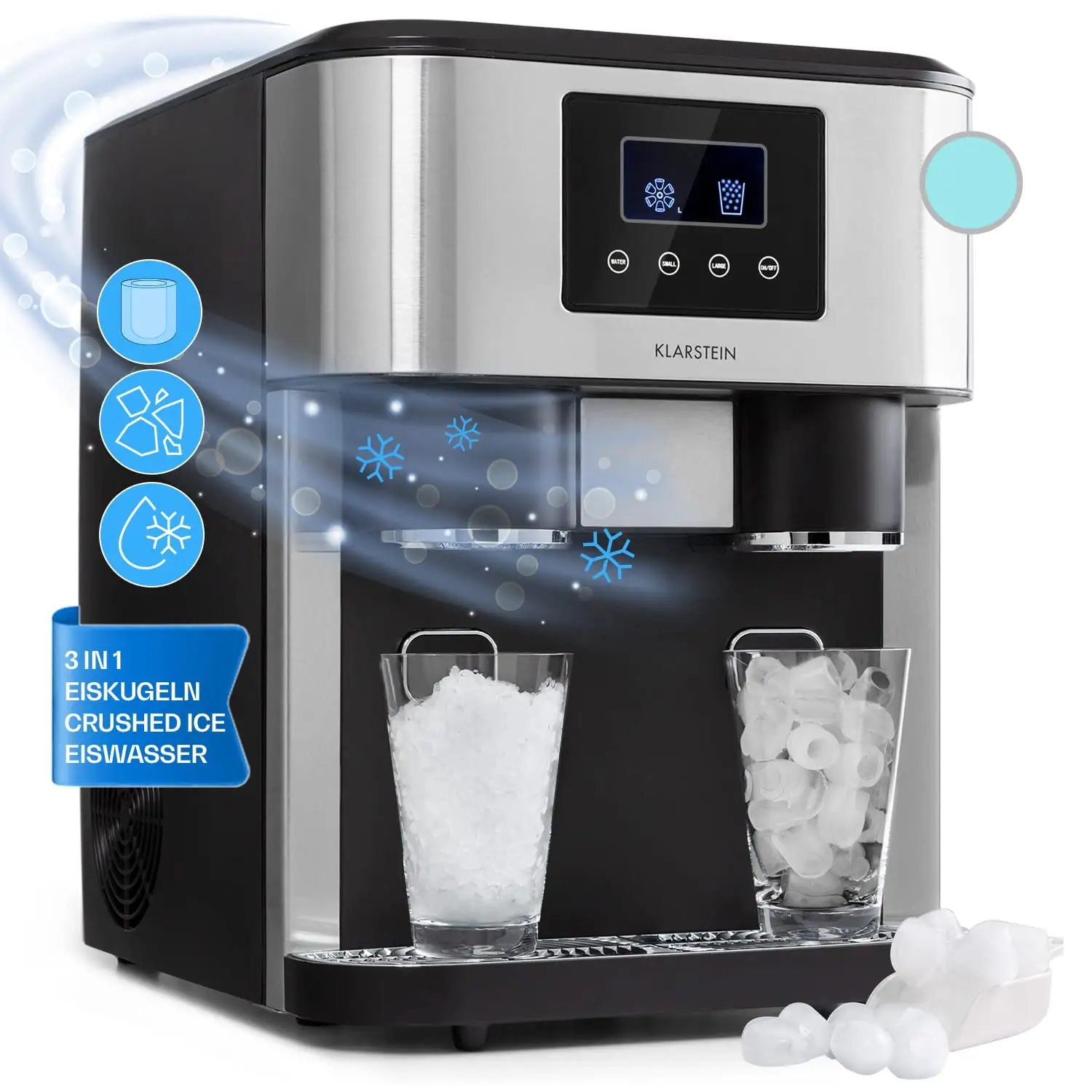 15kg Tabletop Office Portable Ice Maker Tamanho Pequeno Uso Doméstico Máquina De Cubo De Gelo com triturador Pellet Ice Making Machine Cozinha Bar