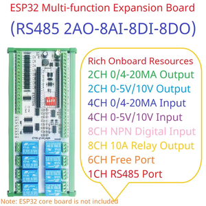 2AO-8AI-8DI-8DO ESP32 Wifi Relay Board 4-20MA <strong>0</strong>-10V <strong>Digital</strong> Analog <strong>Input</strong> <strong>Output</strong> Module for Smart Switch IOT