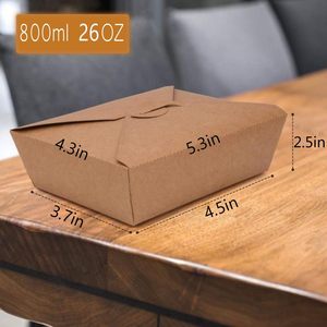 #1 2 3 4 5 6 7 89使い捨てクラフト紙持ち帰り用食品容器ボックスPEまたはPLA裏地付き270または300 gsm 30 GSM Pla - Product Image 3