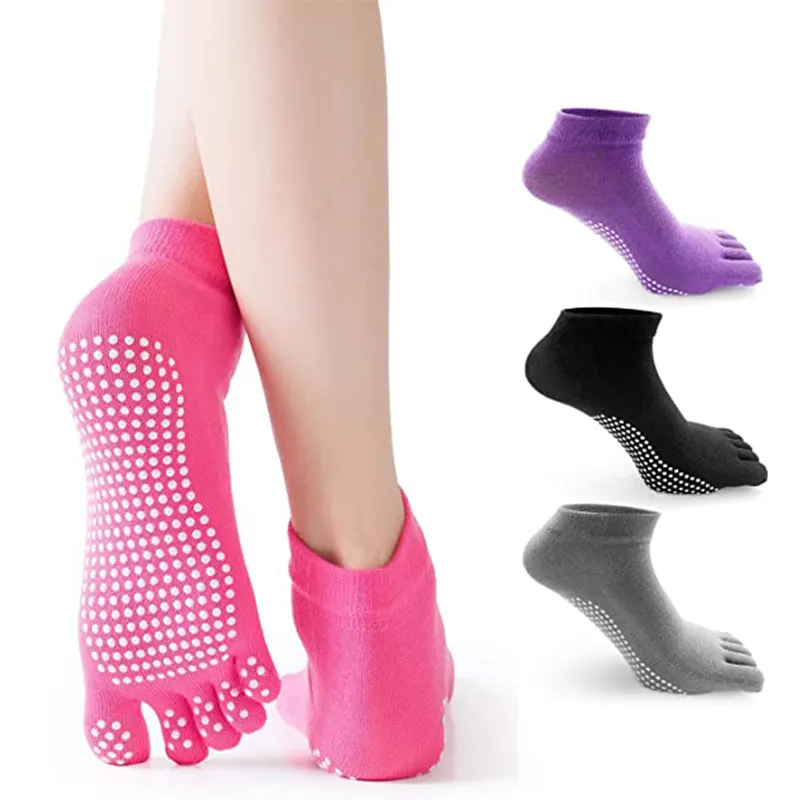 Chaussettes de Yoga antidérapantes pour femmes, chaussettes élastiques à 5 doigts pour filles, Pilates, de Fitness, de Sport