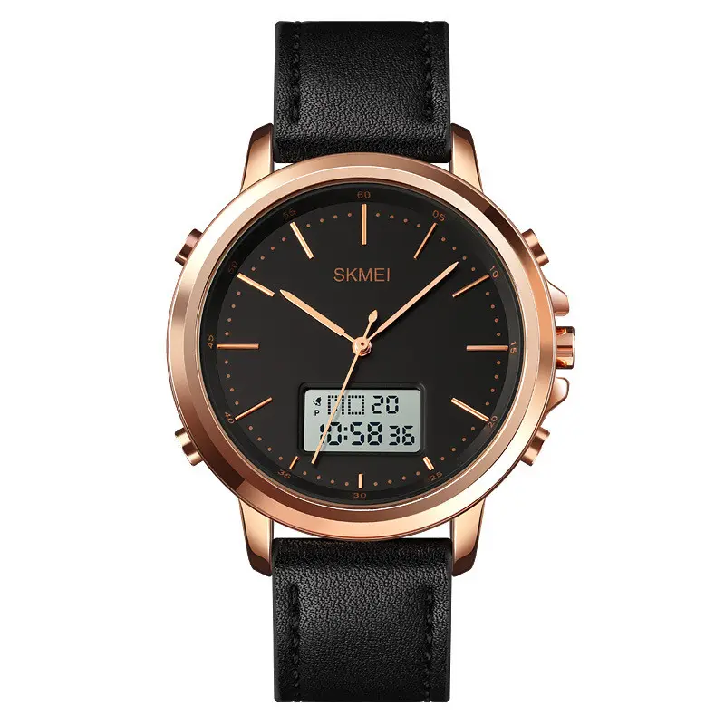 Montre 2024 de luxe Skmei 1652 minimaliste créative montre pour hommes d'affaires lieu de travail double affichage électronique montre lumineuse