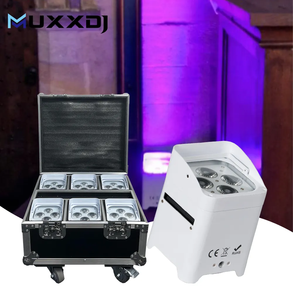 MUXXDJ S4 Smart DJ Uplight 4x18w RGBWA UV 6in1 Wireless Uplights DMX LED Par light With WIFI Remote Control