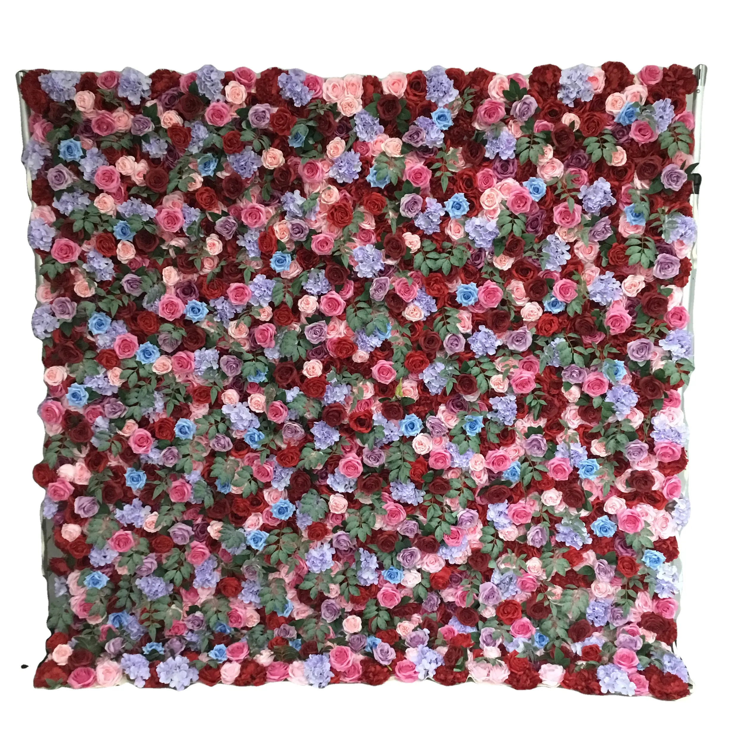 Fondo de pared de flores artificiales de 8x8 pies para flores artificiales de seda