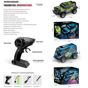 4WD รถ RC ของเล่นรถแข่งพร้อมไฟ LED วัสดุโลหะรีโมทคอนโทรลและสาย USB - Product Image 4