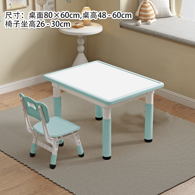 Tableau blanc, table et chaise bleu baleine