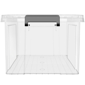 可堆叠的12L塑料容器储物盒带手柄上的盖子 - Product Image 3