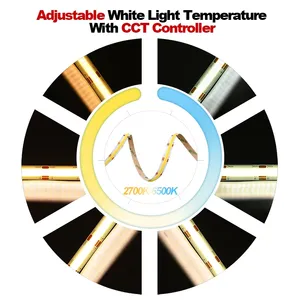 COB CCT <strong>LED</strong> Strip Lights 608 <strong>LEDs</strong>/m High Density Flexible Dimmable FOB <strong>Led</strong> Tape 2700K to 6500K Changeable Lighting DC12V 24V - Product Image 4