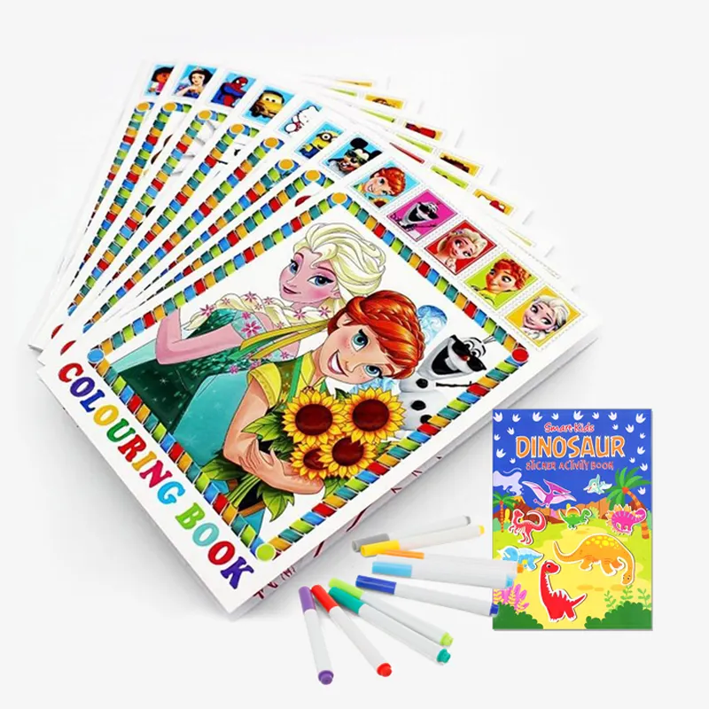 Bulk Souvenir Softcover libro di testo Sticker coloring Story A5 Book Set bambini Design Printing Factory