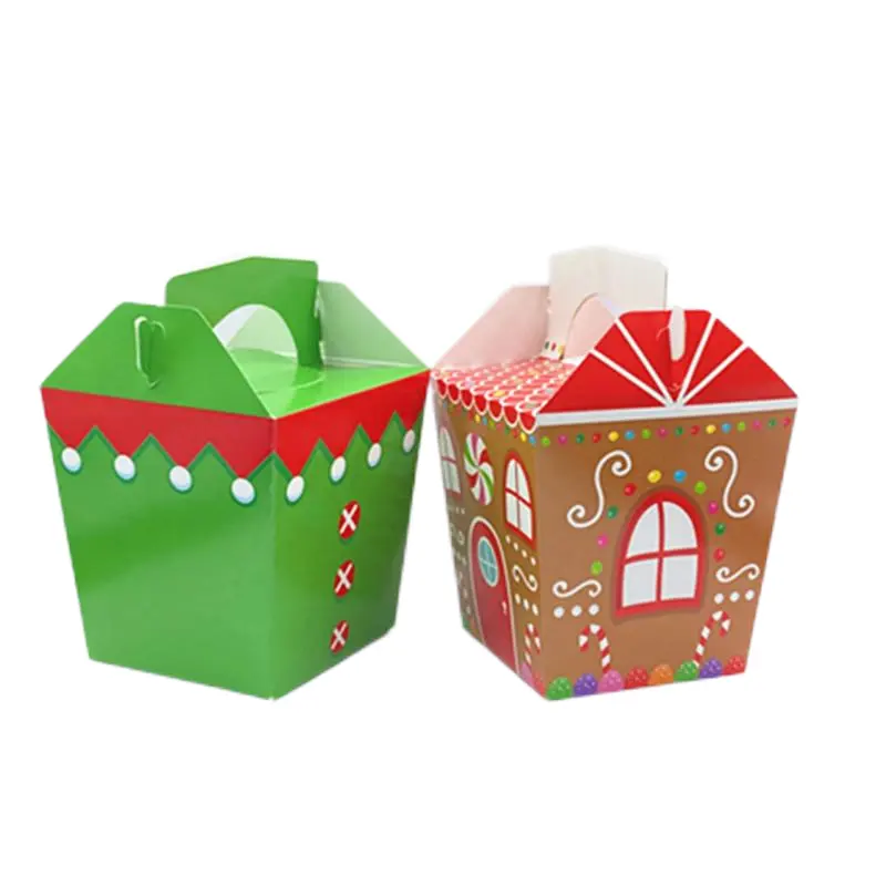 Caixa de presente dobrável personalizada com alça para biscoitos e bolos, embalagem para bolos, donuts e doces pequenos, caixas para embalagens de alimentos