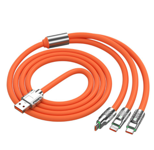 สายชาร์จสาม-in-One USB 120W ซิงค์อัลลอยชาร์จเร็วสุดสำหรับ iPhone และ Huawei พร้อม USB to Type C โคมไฟเชื่อมต่อ - Product Image 1