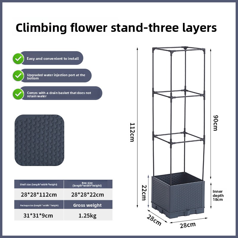 grey Right Angle Three-Tier - Iron Support Rods