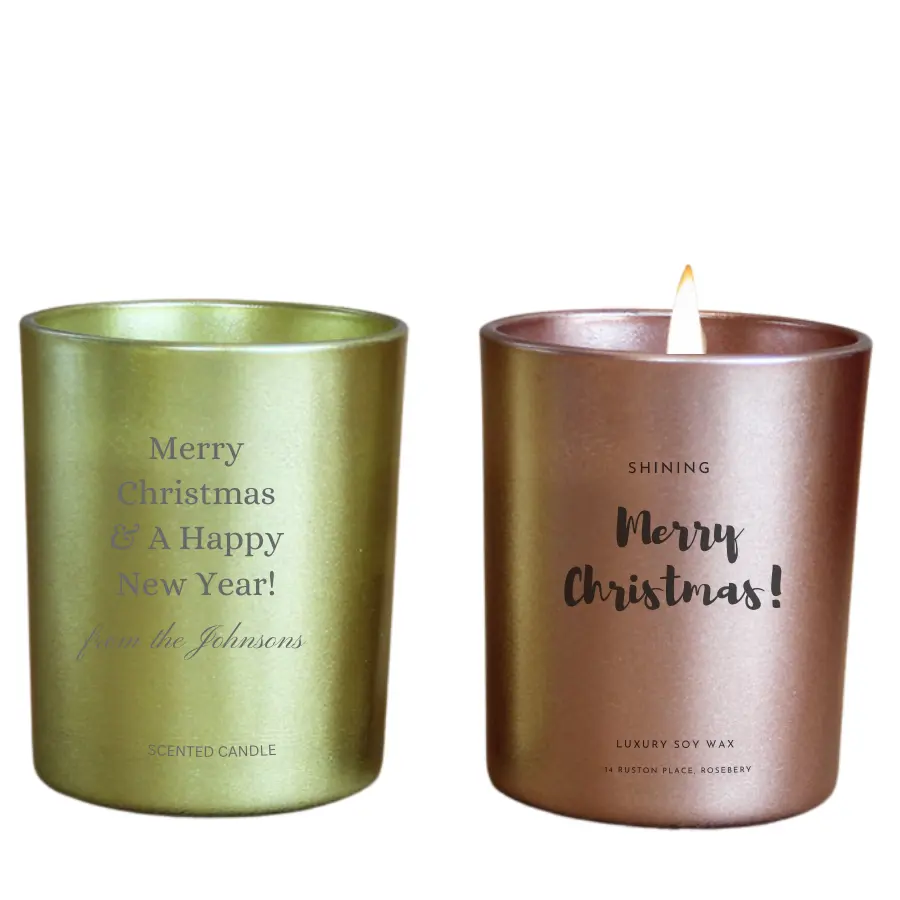 Cera di soia personalizzata candela pittura tazza di vetro candele profumate etichetta privata candela regalo Set natale con scatola
