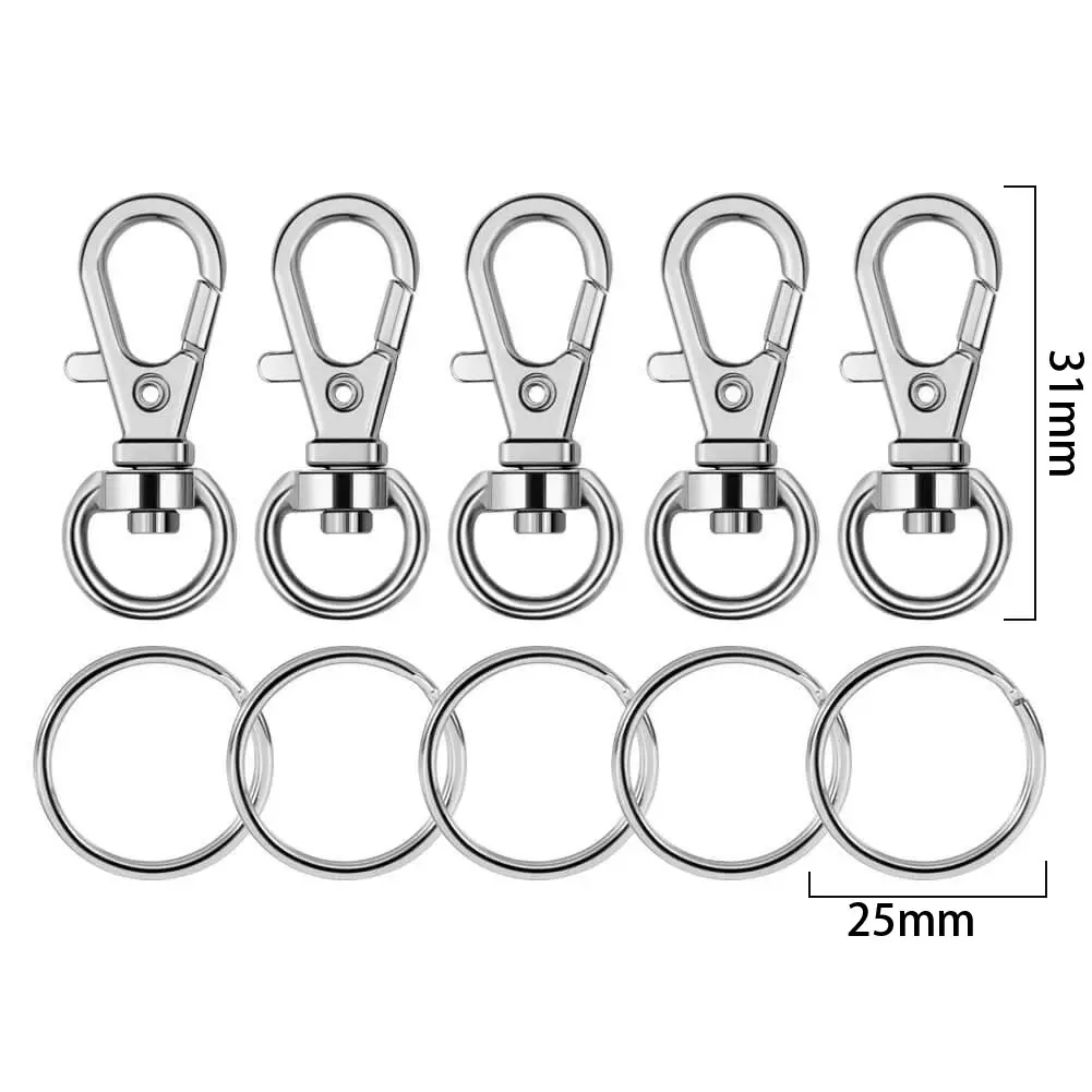 50 Stuks Kreeft Klauw Sluiting Met Sleutelhanger Draaibare Karabijnhaak Metalen Sleutelhanger Veerring Bulk Accessoire Kreeft Sluiting Sleutelhanger Sleutelhanger