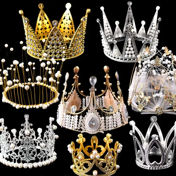 Princesa Tiara Vintage Coroa Bolo Topper Flores Aniversário De Casamento Baby Shower Festa Decoração De Bolo A Coroa No Buquê