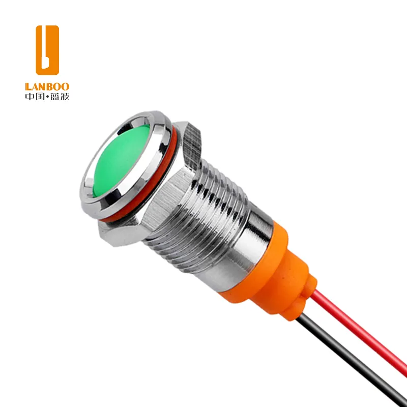 LANBOO — Mini lampes LED de Type 6, 8, 10 ou 12mm, en acier inoxydable, avec indicateur lumineux, étanche IP40 IK10, Signal à longue durée avec fil CE