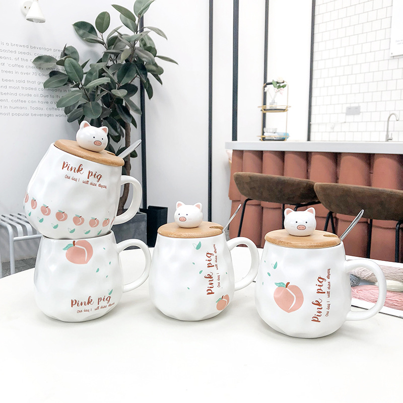 Zogifts 400Ml Creative Action Figure Cartoon Pig Ceramic With Lid and Spoon Kawaii Milk Coffee Tea <strong>Cup</strong> Sailor Moon Mug - Product Image 6