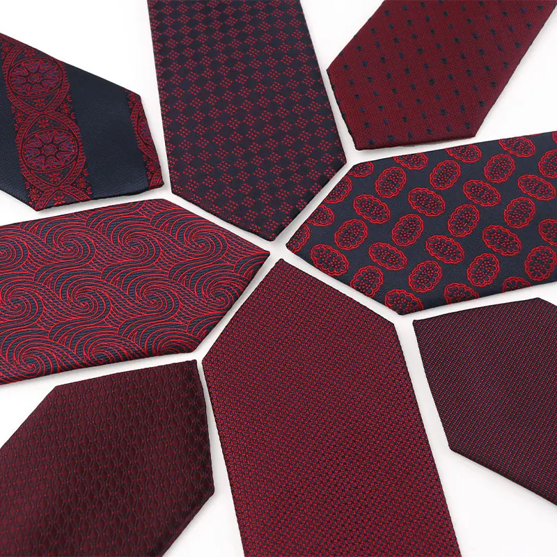 Мужские шелковые галстуки на заказ, красные бордовые свадебные галстуки для мужчин, модные галстуки из полиэстера, галстук, галстук в деловую полоску, галстук