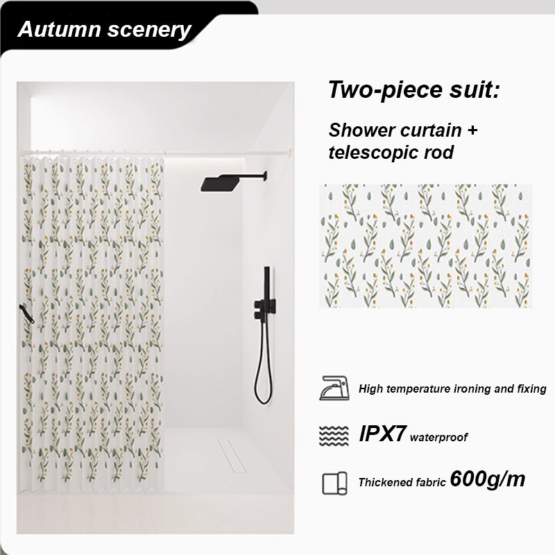 Autumn scenery-shower curtain+Telescopic rod
