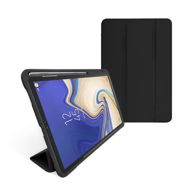 Trifold casing Tablet TPU anti guncangan, penutup Tablet Ultra Flip kulit memiliki Slot pena untuk Samsung Galaxy Tab S6 Lite 10.4 inci