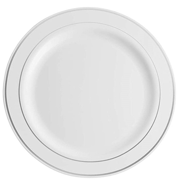 Plato de borde plateado de 9 pulgadas y 22 cm
