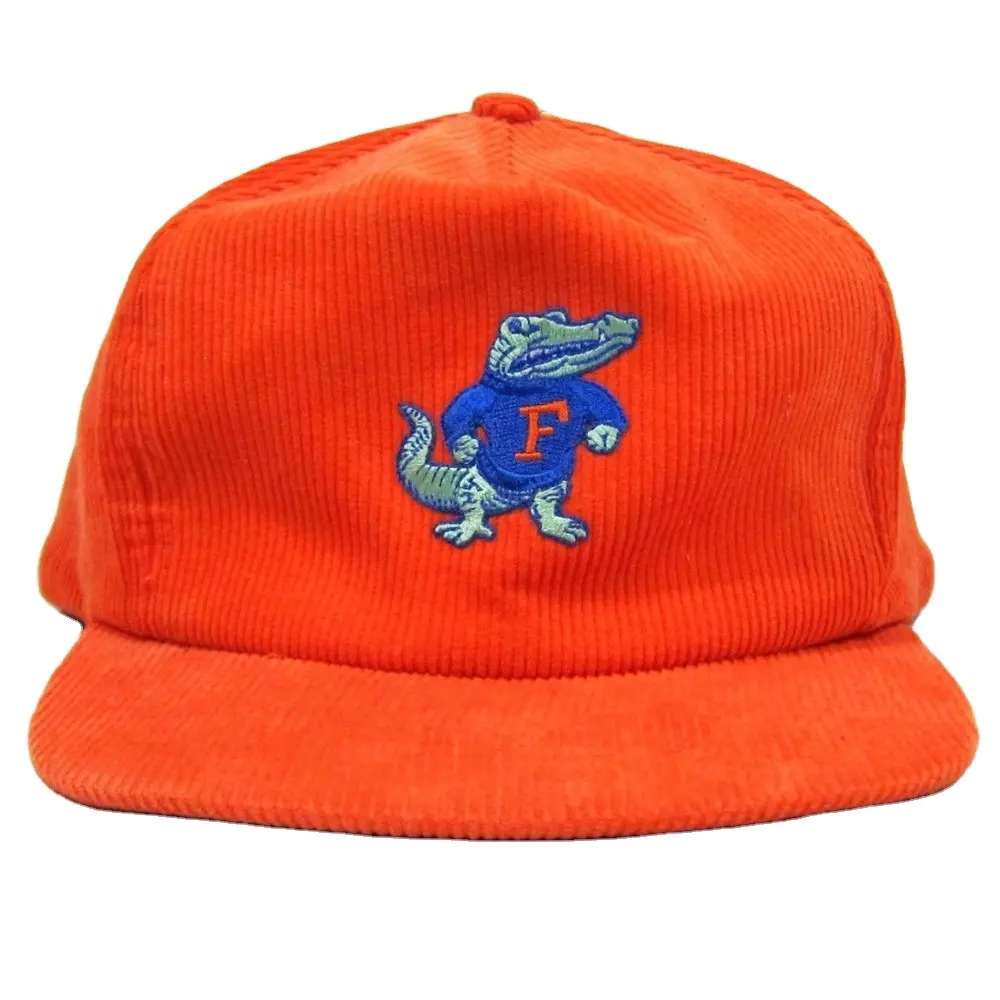 Dell'annata di alta qualità arancione one size fits all personalizzato 5 pannello corduroy snapback cappello all'ingrosso