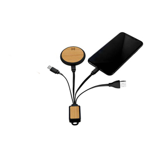 通用环保竹木，适用于iPhone C型微型USB扁平3合1充电电缆 - Product Image 4