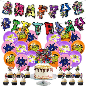 ジェットイカカラーアクションプルフラッグ挿入旗バルーンパーティー装飾用品誕生日パーティー用シューティングゲームテーマストック