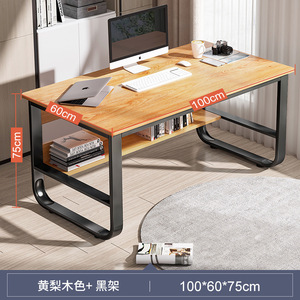 Wood <strong>Computer</strong> Desk With Book Shelf Simple Storage Metal Stable Study Writing Home Laptop <strong>Table</strong> - Product Image 5