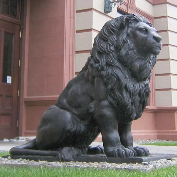 बड़े पश्चिमी सामने दरवाजा कांस्य बैठे शेर मूर्तिकला ईएफटी कांस्य शेर