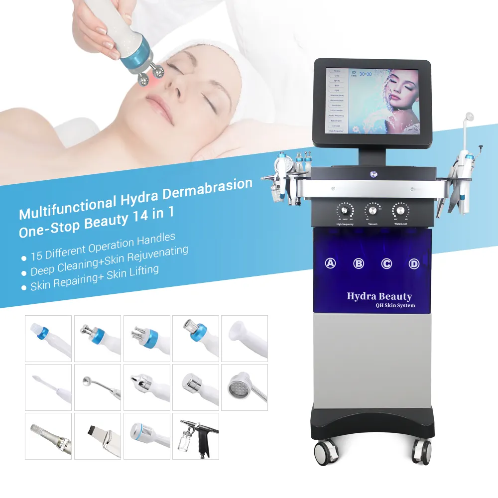 Caliente 14 en 1 Hydro Jet Peel Hydra dermoabrasión máquina facial microdermoabrasión máquina diamante