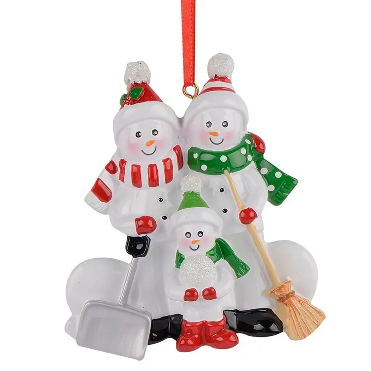 Resina boneco de neve família atacado fornecedores de enfeite de natal