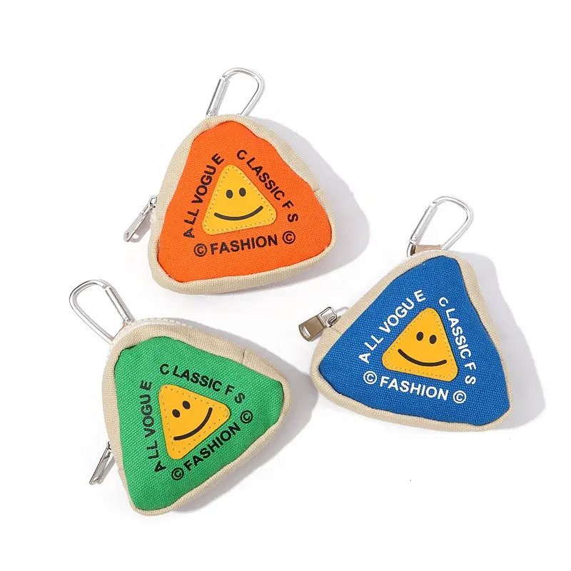 New cute triangle canvas coin purse mini key headphone bag card bag Hip Hop hanging small bag