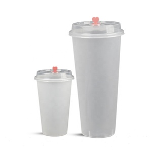 カスタムロゴ350ml/16oz/500ml/700ml使い捨て厚いスムージーPPクリア透明プラスチックカップBobaミルクティーカップふた付き - Product Image 1