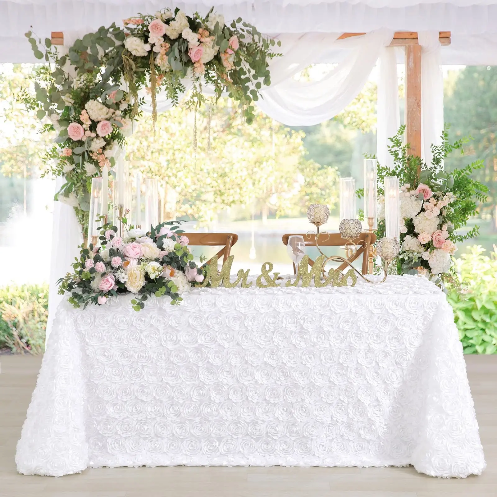 Tovaglia moderna con Design floreale bianco, banchetto di nozze, decorazione per feste di compleanno, vestiti da tavola