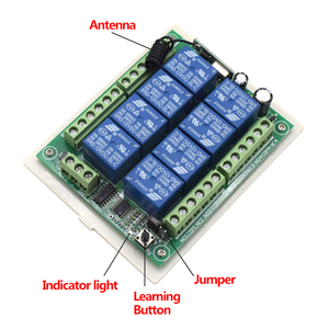 DC12V 24V 8CH Kanal Drahtlose Fernbedienung LED Lichtsc halter Relais Ausgang Radio RF Sender 315/433 MHz Empfänger - Product Image 4