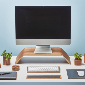 Samdi Walunt moderno soporte de monitor ergonómico de madera con estantes oficina y hogar portátil mesa/escritorio de ordenador - Product Image 4