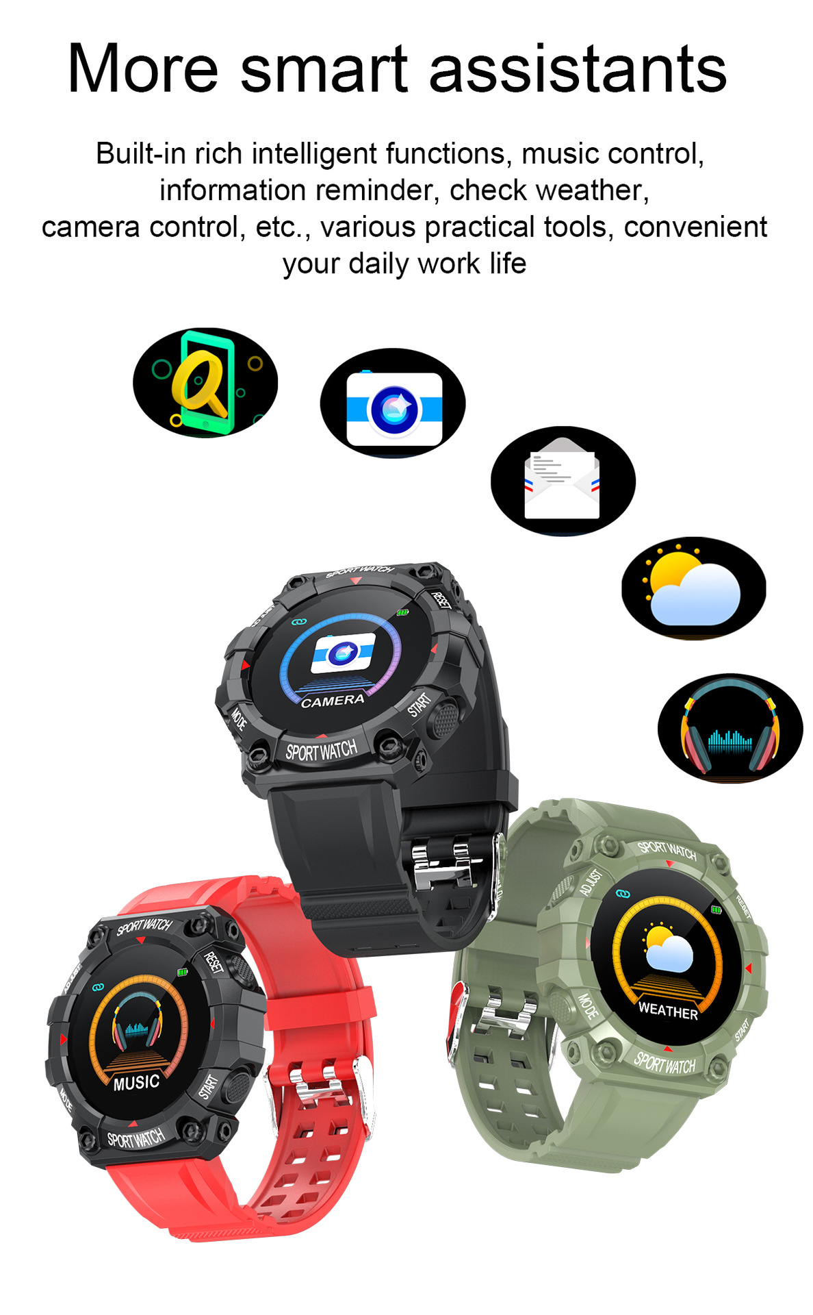 Incoming call FD68 smartwatch round color screen Heart Rate Blood Pressure IP68 Waterproof Reloje Inteligente FD68 Smart Watch