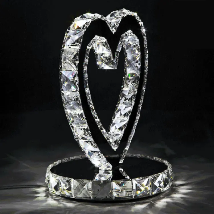 Lâmpada de mesa led de cristal, design de luxo moderno de casamento, alta qualidade
