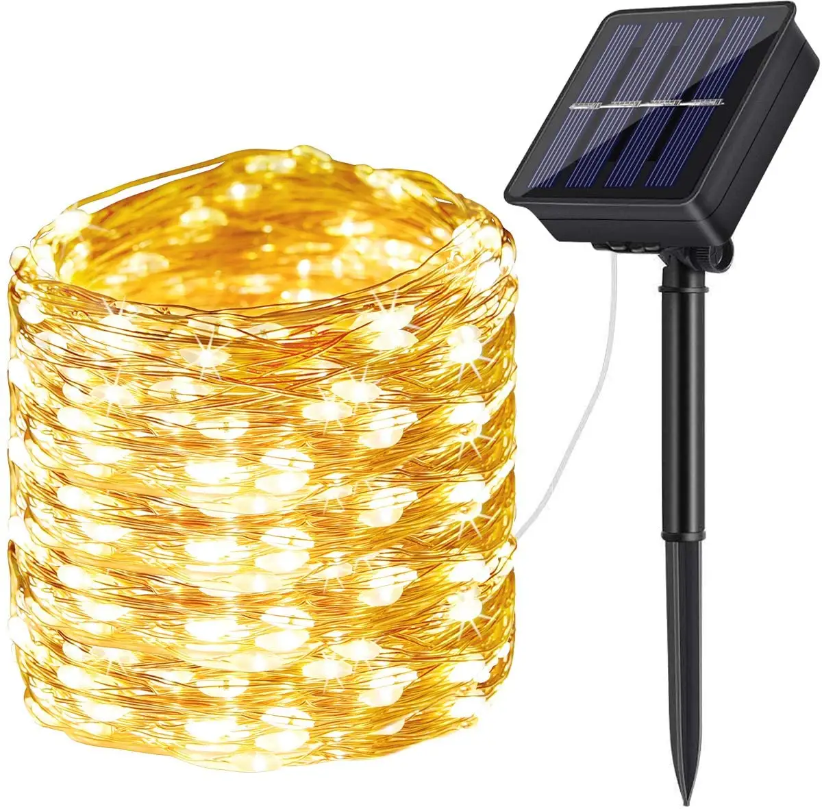 Drop-Shipping 10 M LED String-Licht solarbetriebener Kupferdraht Weihnachtsbaum-Lichter für draußen wasserdichte Solarstring-Lichter