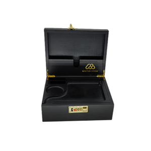 Şifreli kilit ile büyük bambu kutu, çıkarılabilir tepsi ve cam kavanoz ile Decorative dekoratif kutu ev kilitleme kutu seti, siyah - Product Image 1